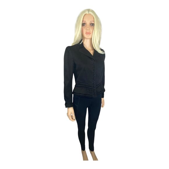 Lauren Jeans Fitted Denim Blazer M Ralph Lauren Black Victorian Jacket VTG - Picture 9 of 15